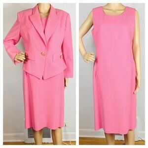 Vtg Michel Soligny Paris Wool Crepe Dress Jacket Set Sz 42 Career Barbie Blazer